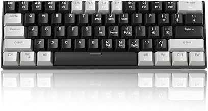 60% Mechanical Gaming Keyboard,Mixed Color Keycaps Gaming Keyboard with Linear Red Switches, Detachable Type-C Cable Mini Keyboard with Blue LED Light for PC/Laptop