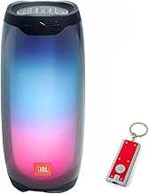 Pulse 4 - Waterproof Portable Wireless Bluetooth Speaker with Light Show, Includes LED Flashlight Key Chain Bonus - Black