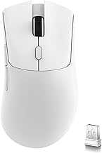 R1 Wireless Gaming Mouse,Tri-Mode Connection (2.4G/Wired/BT5.2),55g Lightweight,18K DPI Optical Sensor,HUYU 20 Million Key Life,Ergonomic Design,for PC/Laptop/Win/Mac(White)