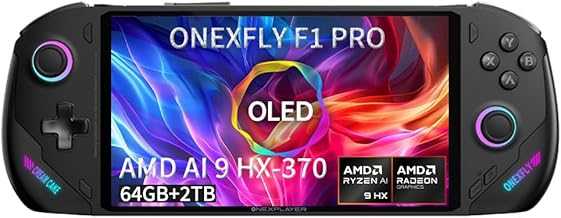 Onexfly F1 PRO (AMD Ryzen AI 9 HX 370-64GB+2TB) 7 Inches OLED Handheld PC Video Game Console OneXPlayer OneXFly F1 PRO Portable Win 11 Home OS Laptop 1920X1080 Mini Pocket Tablet PC Black