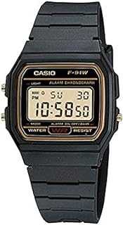 F91WG-9 Men's Retro Black Band Gold Face Alarm Chronograph Digital Watch