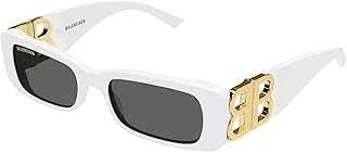 Women's Dynasty Rectangular Sunglasses, White-Gold-Grey, One Size