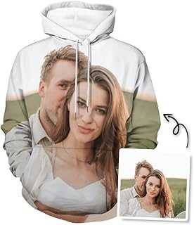 PDDSHOP Custom 3D Printing Hoodie, Personalized Digital Print Hooded Customized Sweatshirt Add Photo Design Your Own Hoodie