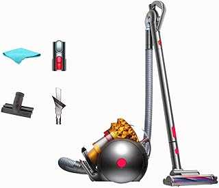 Big Ball Turbinehead Canister Vacuum Cleaner, Pro Bagless, HEPA Filter, Strong Suction, Self-Adjusting Cleaner Head, Large bin, Yellow/Iron, with 5AVE Microfiber Cloth