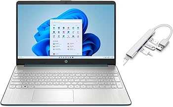 15.6 inch Laptop | Intel Core i5-1235U Processor | Spruce Blue| 8GB RAM | 256GB SSD | Windows 11 Home | Bundle with USB 3.0 Hub