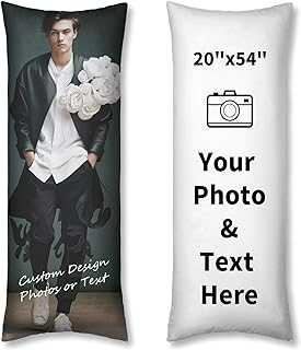Custom Body Pillow Case Customized With Pictures, Text, Pet Photo - Personalized Cover With Your Loved Ones' Image - Romantic Gift Ideas - No Filling (20x54 Inch)