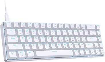 T68SE 60% Gaming Mechanical Keyboard,Ultra Compact Mini 68 Key with Red Switches Wired Keyboard,Anti-Ghosting Keys, for Windows Laptops and PC Gamers,White
