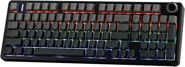 Aula F99 PRO 96% Mechanical Gaming Keyboard, BT5.0/USB-C/2.4GHz Wireless, Hot Swappable Gasket Custom Keyboard with 8000mAH Battery, Rotary Knob, RGB Backlit for Win/Mac (Grey)