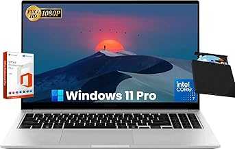 Galaxy Book4 Business Laptop - Win 11 Pro & MS Office Lifetime, 15.6" FHD Display, Intel 10-Core 7-150U(up to 5.4 GHz), 16GB RAM, 1TB SSD, 14H Long Battery Life, with External CD/DVD Drive
