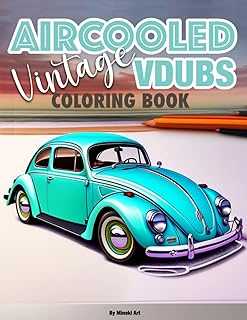 Aircooled Vintage VDubs Coloring Book: Beetles Bugs & Buses | 25 Black & White Illustrations to Color