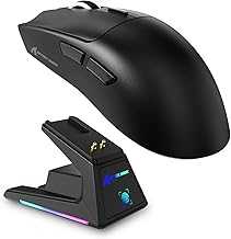 ATTACK SHARK X1 Wireless Gaming Mouse with RGB Charging Dock, PAW3395 PRO Sensor Up to 40K DPI,53g Ultra Light Tri-Mode Computer Mice,1KHz Polling Rate 5 Programmable Buttons for WIN/MAC-Black
