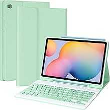 Keyboard Case for Samsung Galaxy Tab S6 Lite 10.4 Inch 2022/2020, Galaxy Tab S6 Lite SM-P610/P613/P615/P619 Tablet Cover Case with Detachable Wireless Keyboard S Pen Holder, Green