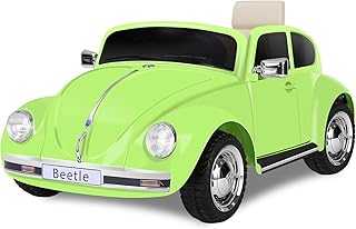 12V Kids Electric Car, Licensed Volkswagen Beetle Power Wheels with Remote Control, Ride on Car Toys with LED Light, 3 Speeds, Music, Green