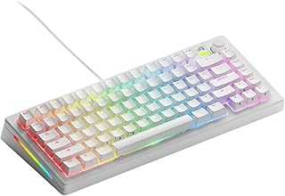 Gaming - GMMK 3 Custom Mechanical Gaming Keyboard with Knob, 75% Tenkeyless Keyboard, Modular Gasket System, Doubleshot PBT Keycaps, Aluminum Switch Plate, Hotswappable Switches, ANSI (White)