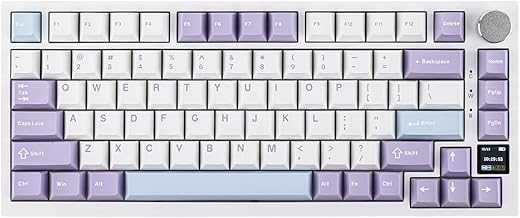 Ajazz AK820 Pro 75% Wireless Mechanical Keyboard with TFT Smart Display&Knob, Gasket-Mounted Gaming Keyboard, Bluetooth/2.4GHz/USB-C Wired (Purple, Gift Switch)