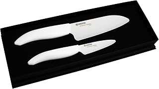 Revolution 2-piece Ceramic Knife Gift Set, 5.5 inch Santoku and 3 inch Paring, White