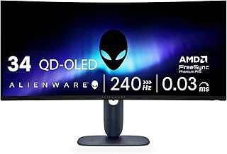 34 240Hz QD-OLED Curved Gaming Monitor - AW3425DW - 34.2-inch WQHD (3440 x 1440) 240Hz 0.03ms Display, 1800R Curve, AMD FreeSync Premium Pro, VESA AdaptiveSync, VESA DisplayHDR TrueBlack 400