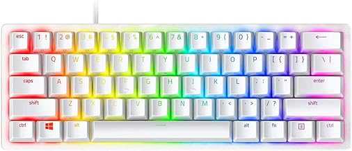 Huntsman Mini 60% Gaming Keyboard: Fast Keyboard Switches - Clicky Optical Switches - Chroma RGB Lighting - PBT Keycaps - Onboard Memory - Snap Tap - White