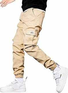 Mens Casual Cargo Pants Stretch Elastic Waist Drawstring Joggers Pants Tapered Sweatpants for Men Multi Pockets