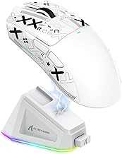 Attack Shark X11 59g Superlight Wireless Gaming Mouse with Grip Tape, RGB Charging Dock，BT/2.4G Wireless/Wired Pc Mouse, 22000 DPI,5 Programmable Buttons for Pc/Mac(White)
