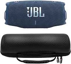 Charge 6 Waterproof Portable Speaker Bundle with gSport Carbon Fiber Case (Blue)