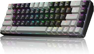 DK68 60% Wireless Mechanical Gaming Keyboard, 3 Modes Bluetooth/2.4GHz/USB-C with Red Linear Switch, RGB Backlit, Anti-Ghosting, 68-Key Compact mini keyboard for Windows/macOS/Linux- Grey/Black
