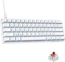 DK61SE 60% Mechanical Gaming Keyboard, 61 Keys Anti-Ghosting, LED Backlight, Detachable USB-C, Ultra-Compact Mini Wired Keyboard with Red Linear Switch for Windows Laptop PC Gamer Typist
