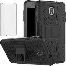 Phone Case for Samsung Galaxy J7 Star J 7 Crown 7J Refine 2018 J7V V 2nd Gen with Screen Protector Cover Stand Hard Rugged Cell Accessories Glaxay Aura S767VL SM J737V Cases Men Black