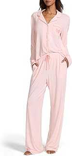 Modal Pajama Set, Long Sleeve Button Down Shirt and Pajama Pants, Sleepwear for Women (XS-XXL)