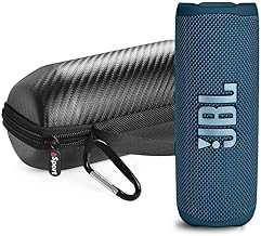 FLIP 6 Waterproof Portable Speaker Bundle with gSport Carbon Fiber Case (Blue)