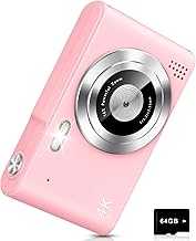 Digital Camera, Camera for Kids, UHD 4K 48MP Point and Shoot Digital Cameras with 64GB SD Card and 16X Digital Zoom Anti Shake, Compact Portable Small Gift for Boys Girls Students, Pink