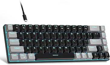 Portable 60% Mechanical Gaming Keyboard, MK-Box LED Backlit Compact 68 Keys Mini Wired Office Keyboard with Red Switch for Windows Laptop PC Mac - Black/Grey