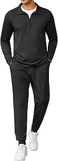 Men's Tracksuit 2 Piece Quarter Zip Polo Athletic Sweatsuits Casual Running Jogging Sport Suit Sets