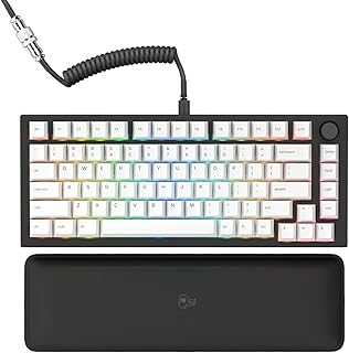 Gaming GMMK PRO 75% - Modular Mechanical Gaming Keyboard, TKL Size, 1.5kg Frame, Glorious Fox Switches, Fully Customizable, Coiled Cable, Wrist Rest, White PBT Keycaps, RGB, QWERTY - Black