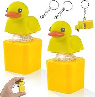 2pcs Duck Quacking Fidget Toys Keychain, Ducky Caps Keychains Squeaky, Clicker Sensory Keychains, Finger Fidget Clicker with Light & Sound, Ducky Caps Keychain, Fun & Portable Anxiety Relief Toy