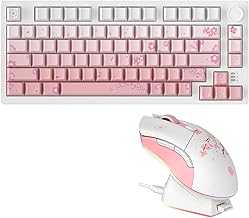 EK75PRO Sakura Pink Wireless Mechanical Gaming Keyboard and Wireless Gaming Mouse with Charging Dock Combo(HiFi Dream Switch)