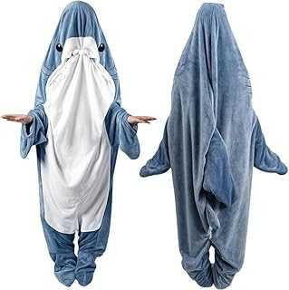 Shark Blanket Adult & Kid, Shark Onesie Pajamas, Shark Hoodie Costume, Shark Wearable Blanket