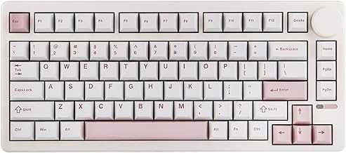 QK81 75% Wireless Mechanical Gaming Keyboard, QMK/VIA Programmable and Hot-Swappable, 81 Keys with Metal Knob, 2.4Ghz/BT/USB, Creamy Gasket-Mount, RGB Backlight (White, Wisteria Switch)