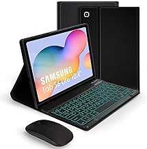 SOPPY Backlit Keyboard Case with Mouse for Samsung Galaxy Tab S6 Lite 10.4 Inch 2024/2022/2020 (SM-P620/P624/P610/P613/P615/P619), Rechargeable Detachable Wireless S6 Lite, Slim Keyboard Case, Black