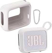 JBL Go 4 Waterproof Bluetooth Speaker Silicone Cover Case with Carabiner - Portable Protective Skin for Travel (Grey) - co2CREA