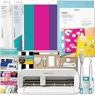 Joy Xtra Machine with Printable Sticker Paper and Vinyl Sampler Bundle - Ultimate Sticker and Decal Making Kit with Cutting Machine for Beginners -DIY Water Bottle Stickers and Laptop Decals