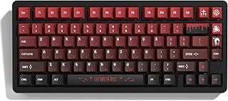 PBT Keycaps with 134 Keys, Cool Custom Keyboard Caps 60 75 65 100 Percent, Cherry Profile Dye Sublimation PBT Keycap Set for Full Size Mechanical Gaming Keyboard, Black Red Blood Theme