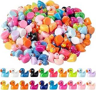 200 Pcs Mini Resin Duck Colorful Miniature Figures Micro Fairy Garden Landscape Aquarium Hide and Seek Dollhouse Cake Decoration Potted Plants DIY Slime Craft Charms for Party Toys Game Gift