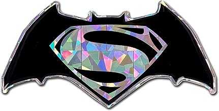 Officially Licensed DC Comics Batman Superman Automotive Silver Reflective Domed Decal (4" x 2") 3D All Weather Vinyl Sticker for Car, Water Bottle, Laptop, Phone and More | Made in USA