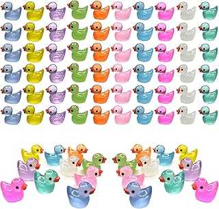 60 Pcs Mini Resin Ducks Luminous Tiny Ducks Miniature Duck Glow in The Dark for DIY Garden Dollhouse Duck Accessories Micro Landscape Aquarium Party Decor