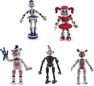 Toysvill FNAF Action Figures Sister Location (Set of 5 pcs), More Than 5 inches [Funtime Freddy Bear, Circus Baby, Ennard, Ballora, Funtime Foxy], Fun Action Simulator