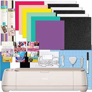 Maker 4 Machine with Vinyl and Iron-On Bundle - Beginner Friendly Craft Cutting Machine Set with Essential Materials, HTV and Adhesive Vinyl Variety Pack- DIY Decor Projects, Apparel and Decals