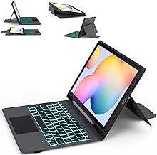Galaxy Tab S6 Lite 10.4" 2024/2022/2020 Case with Keyboard : 7 Color Backlit,Smart Touchpad,All-in-one Keyboard Cases with S Pen Holder for Samsung Tab S6 Lite SM-P620/P625/P610/P613/P615/P619