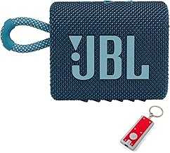 Go 3 - Portable Bluetooth Speaker, Built-in Battery, Waterproof and Dustproof Feature JBLGO3BLUAM, Bonus Keychain LED Included - Blue