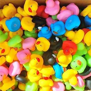 31 Pcs Multicolored Mini Multicolor Rubber Ducks Baby Bath Ducky Bathtub Pool Squeaky Little Duck Toys for Shower/Party Decoration Supplies/Birthday (1.5"x 1.4" x 1.2")